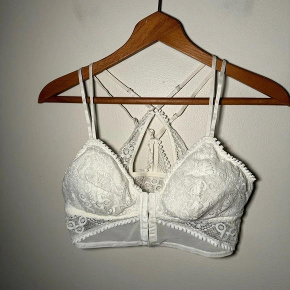 Aerie white lace corset front bra L - Picture 2 of 4